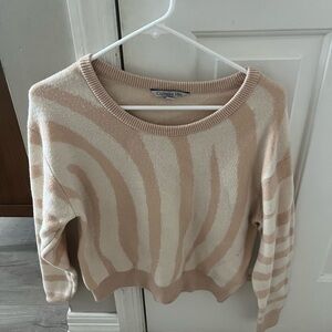 Stylish Beige and White Striped Sweater